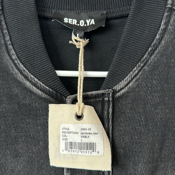 Ser.o.ya Zach Black Bomber Jacket Size: L - Picture 4 of 6